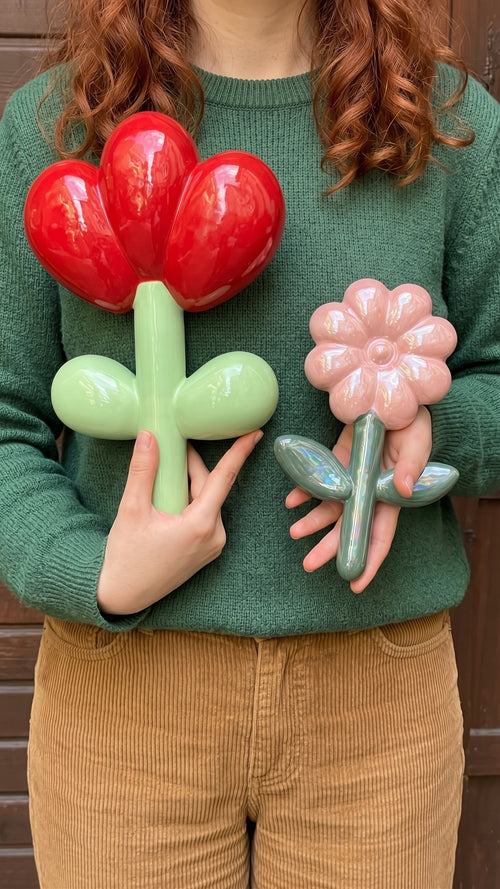 Balloon Flower Ceramic Wall Decor - Pink