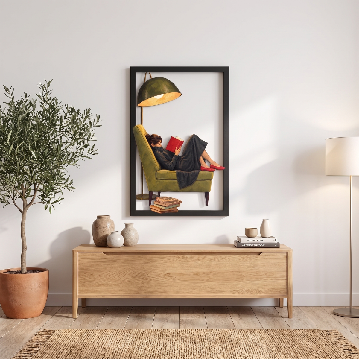 Woman Reading a Book Metal Wall Art
