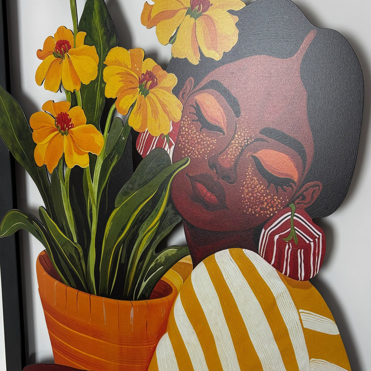 Woman with Flowers Metal Wall Art