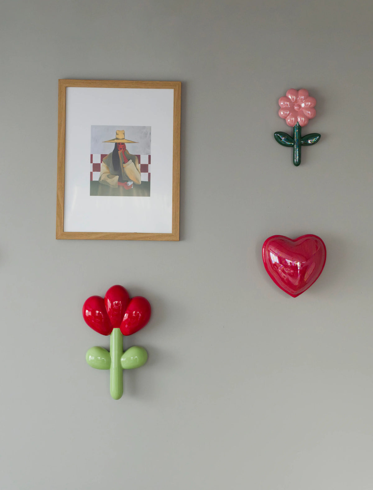 Balloon Flower Ceramic Wall Decor - Pink