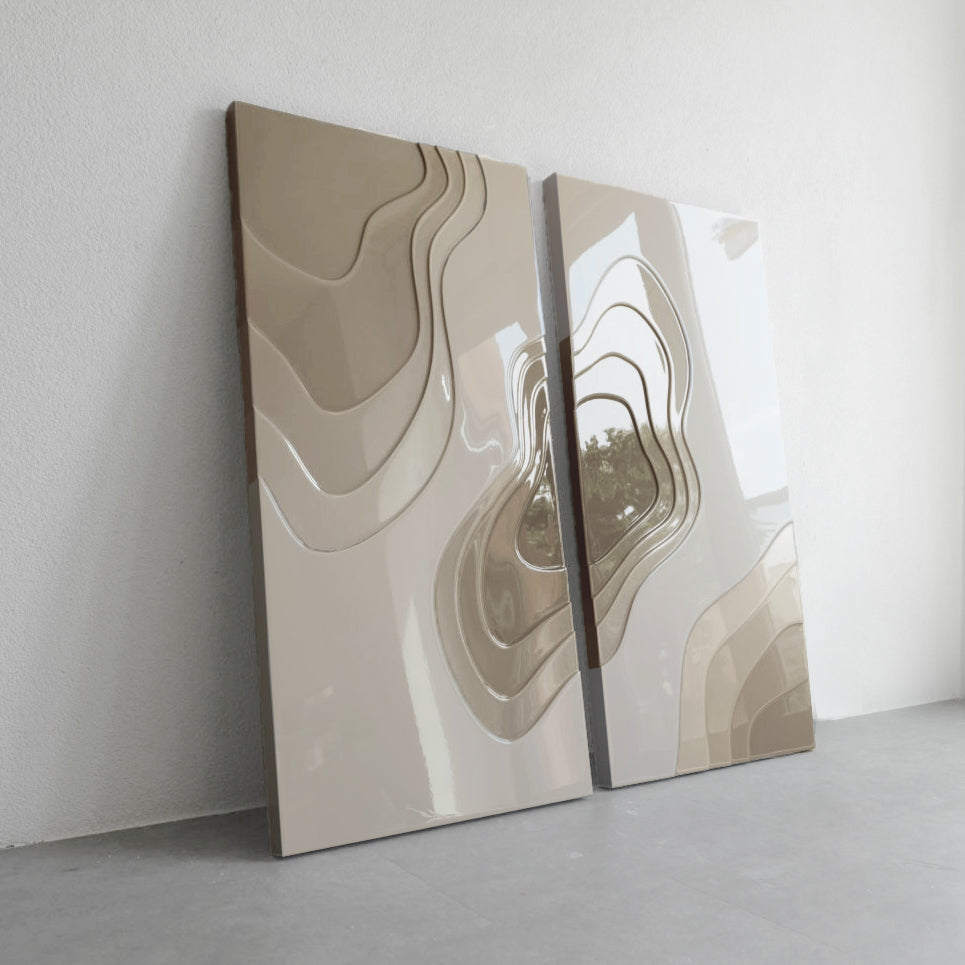 SOFT WIND BEIGE (2-PIECE ARTWORK) - 60x100 cm (FULL SHINE)
