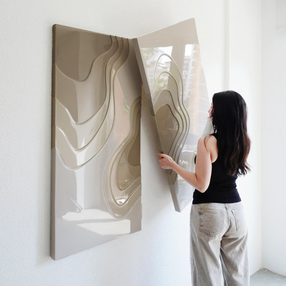SOFT WIND BEIGE (2-PIECE ARTWORK) - 60x100 cm (FULL SHINE)