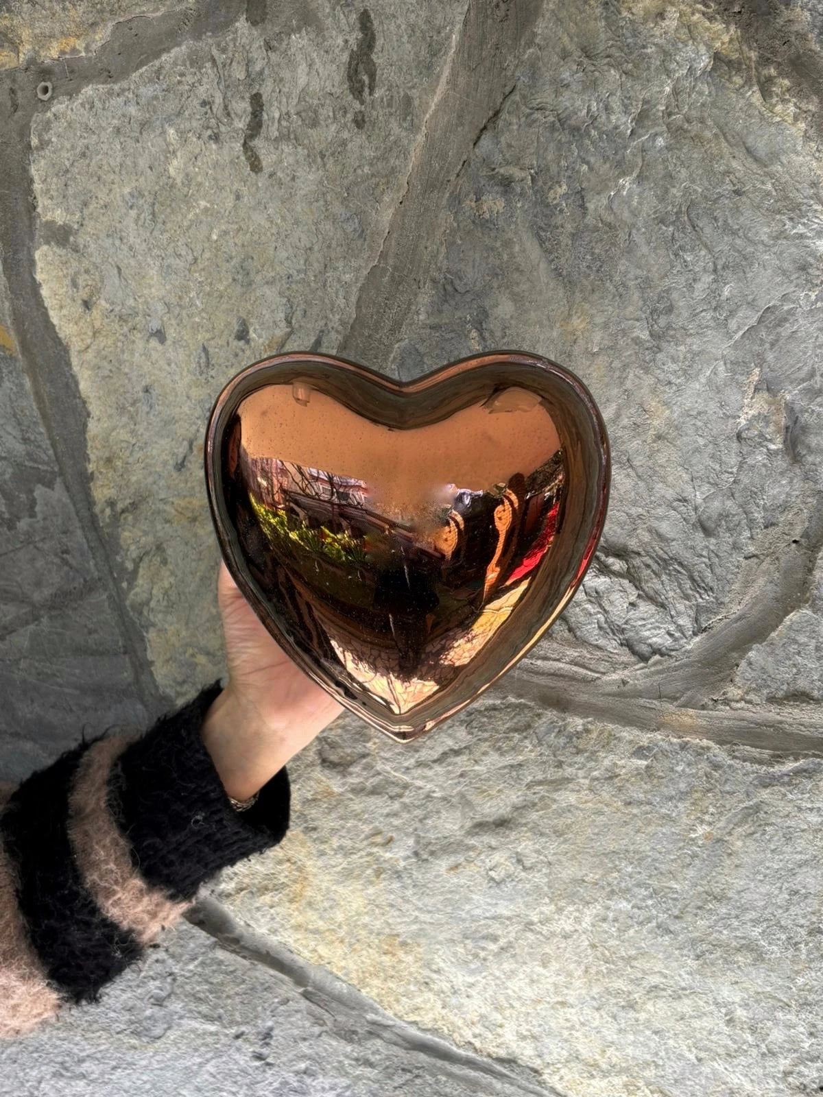 Copper Luster Balloon Heart Ceramic Wall Decor