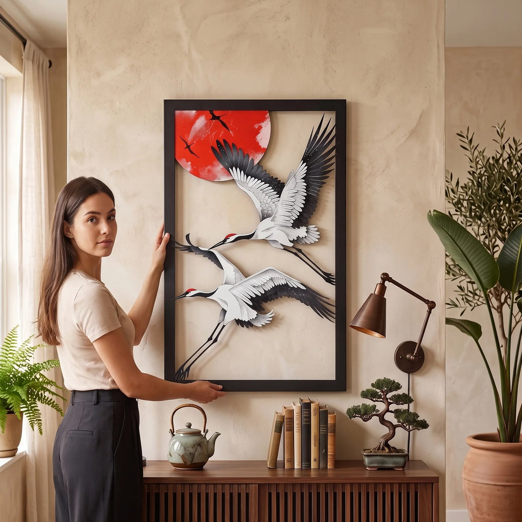 Crane Birds Metal Wall Art