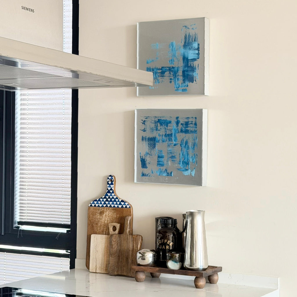 METAL PAINTING - METALLIC BLUE - 30 x 30 cm