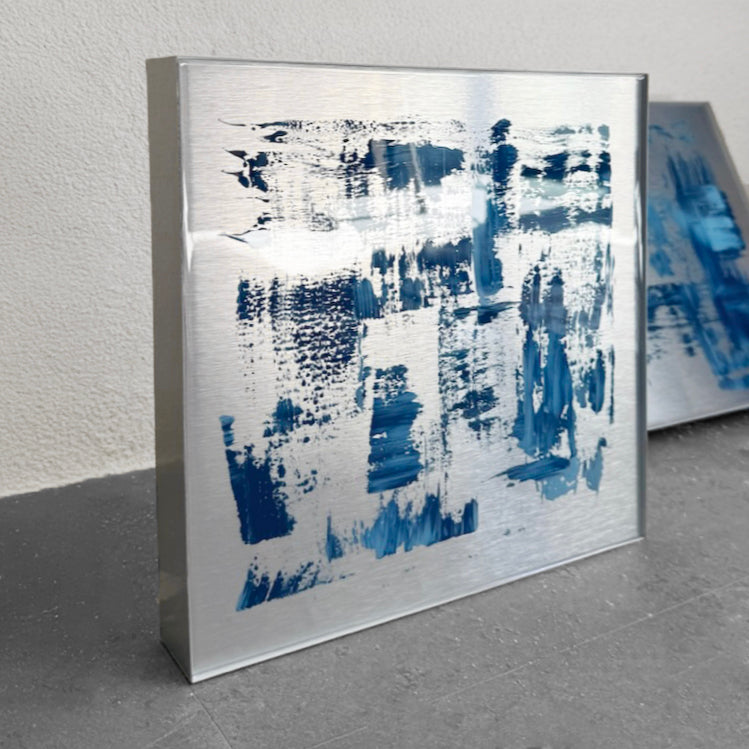 METAL PAINTING - METALLIC BLUE - 30 x 30 cm