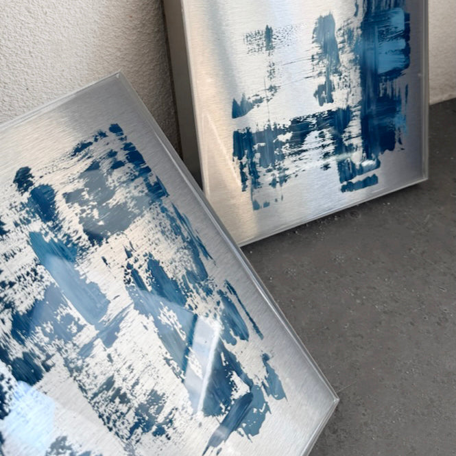 METAL PAINTING - METALLIC BLUE - 30 x 30 cm