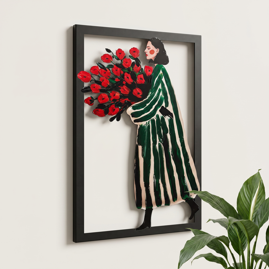 Rose Lady Metal Wall Art