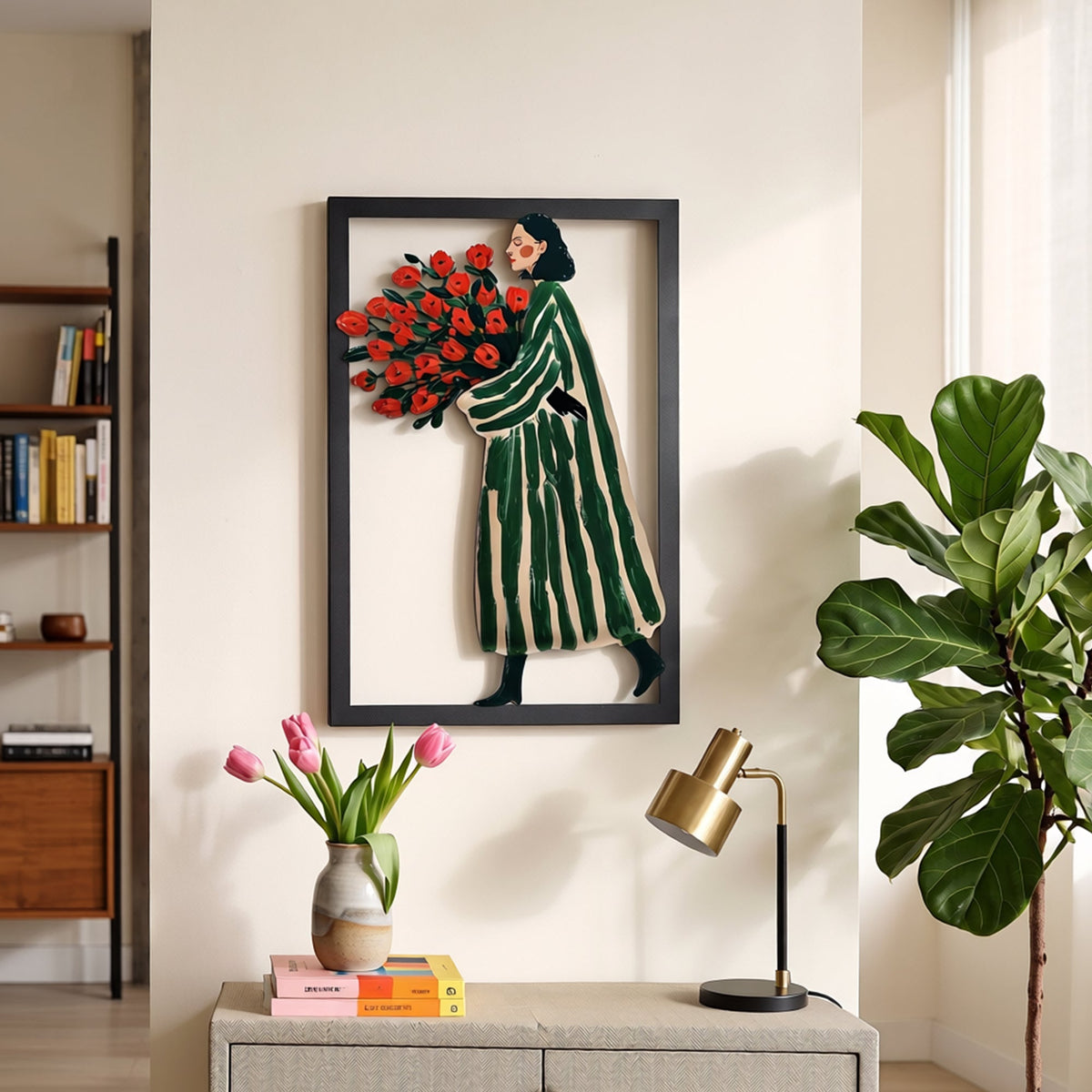Rose Lady Metal Wall Art